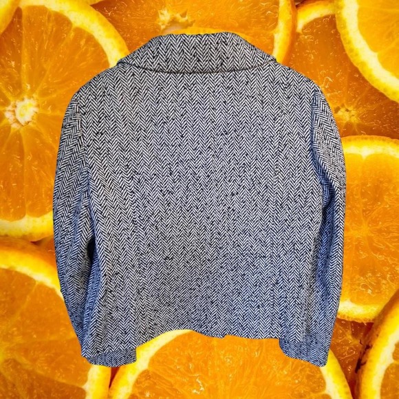 New Jones New York Black and White Herringbone‎ Pea Coat Size 16 - Picture 6 of 6